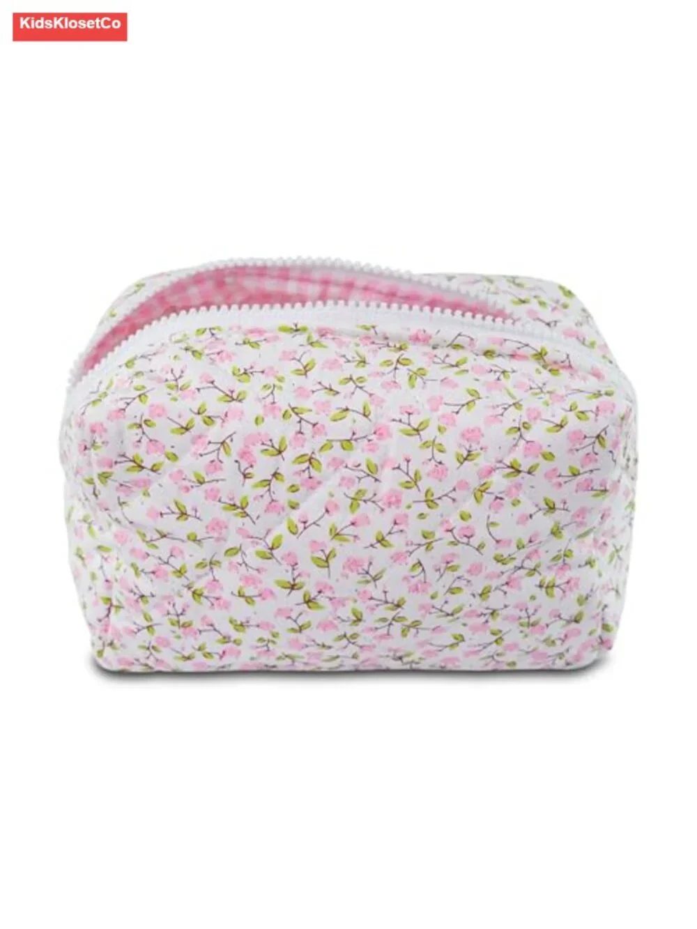 Quilted Cotton Makeup Pouch, Puffy Cosmetic Bag, Large Travel Toiletry
